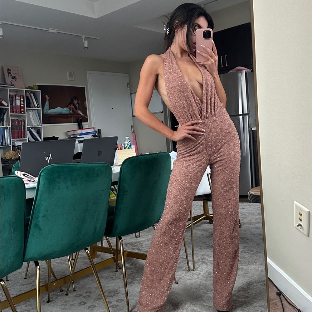 OhPolly Elegant Tan Jumpsuit - Picture 2 of 4